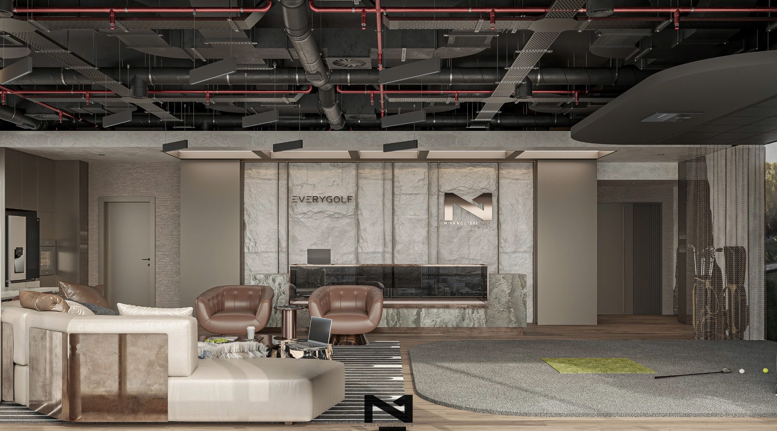 Lounge với sofa sống động